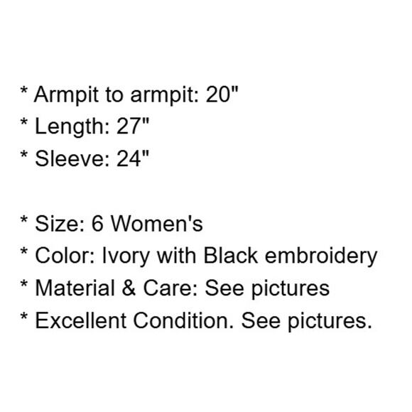 Laurel Escada Top Womens 6 Ivory Silk Blouse Embroidered Shoulder Pads Vintage - Picture 4 of 16
